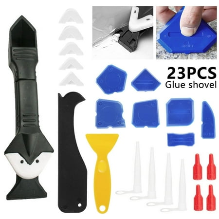 

Menard 23 Pcs Sealant Finishing Tool Set Grout Scraper Caulking Tool Kit 3 in 1 Silicone Smoothing Tool with 4 Replaceable Pads Plastic Scraper & Nozzles