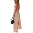 thumbnail image 3 of Women Summer Halter Neck Dresses Sleeveless Casual Floral Polka Dot Short Boho Ruffle Sundress Women Long Bodycon Maxi Dress, 3 of 4