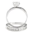 thumbnail image 2 of Sterling Silver Cubic Zirconia 2.8 Carat tw Princess Cut CZ Wedding Engagement Ring Set, Nickel Free Sz 6, 2 of 2