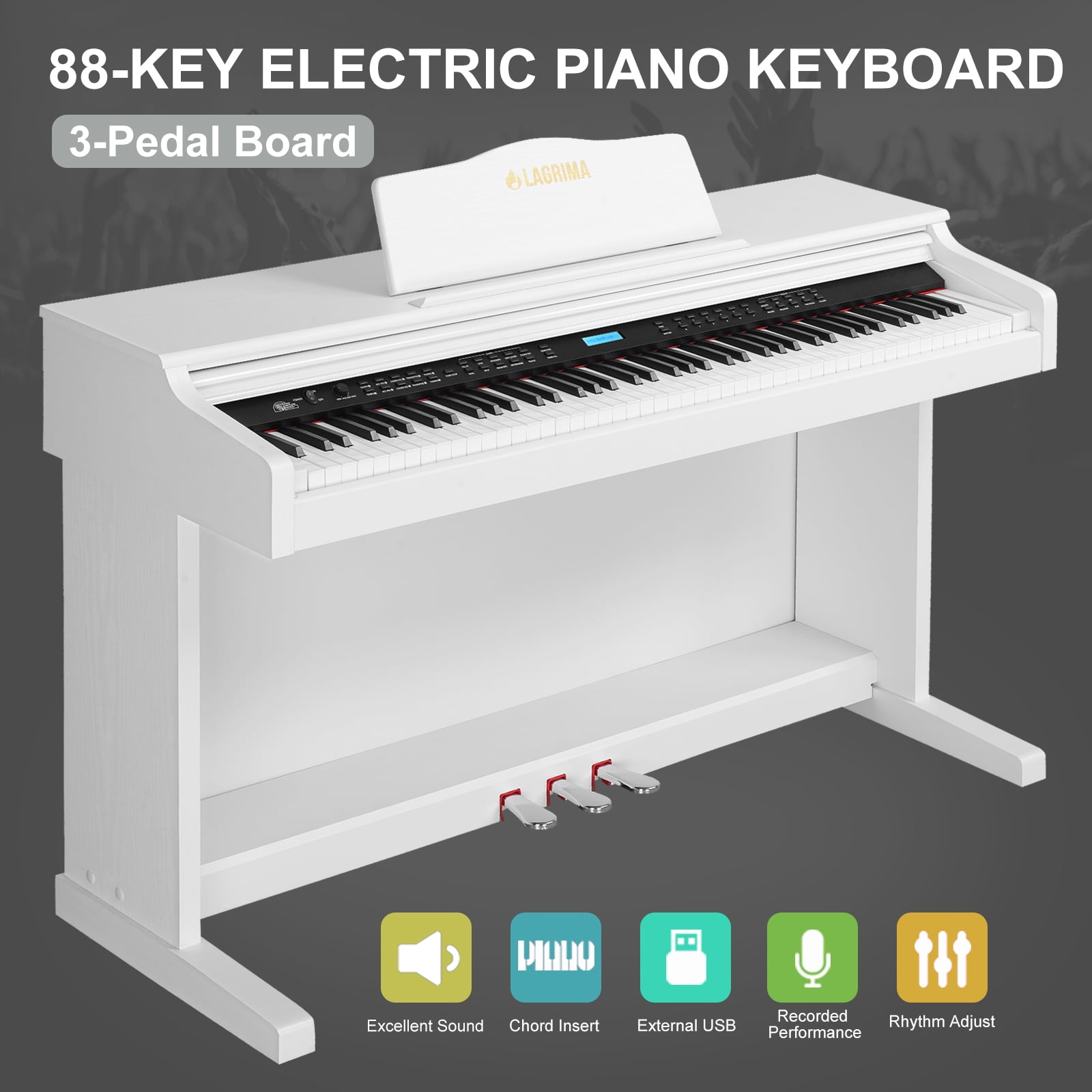 LAGRIMA Digital Grand Piano Standard Keyboard Piano for Beginner/Adults