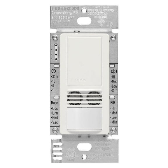 Lutron MS-A102-WH Maestro Dual Tech Occupancy Sensor Switch, no neutral required, 6 Amp Single-Pole, White CA2