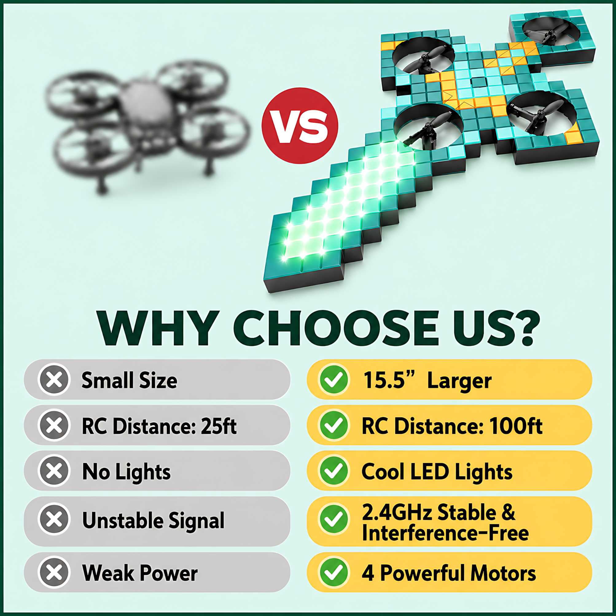 Sword-Shaped RC Airplane with LED Lights, 2.4GHz 4-Motor Remote Control Quadcopter, 3 Speed Modes, 360° Flip Foam Drone for Teens and Adults, Green