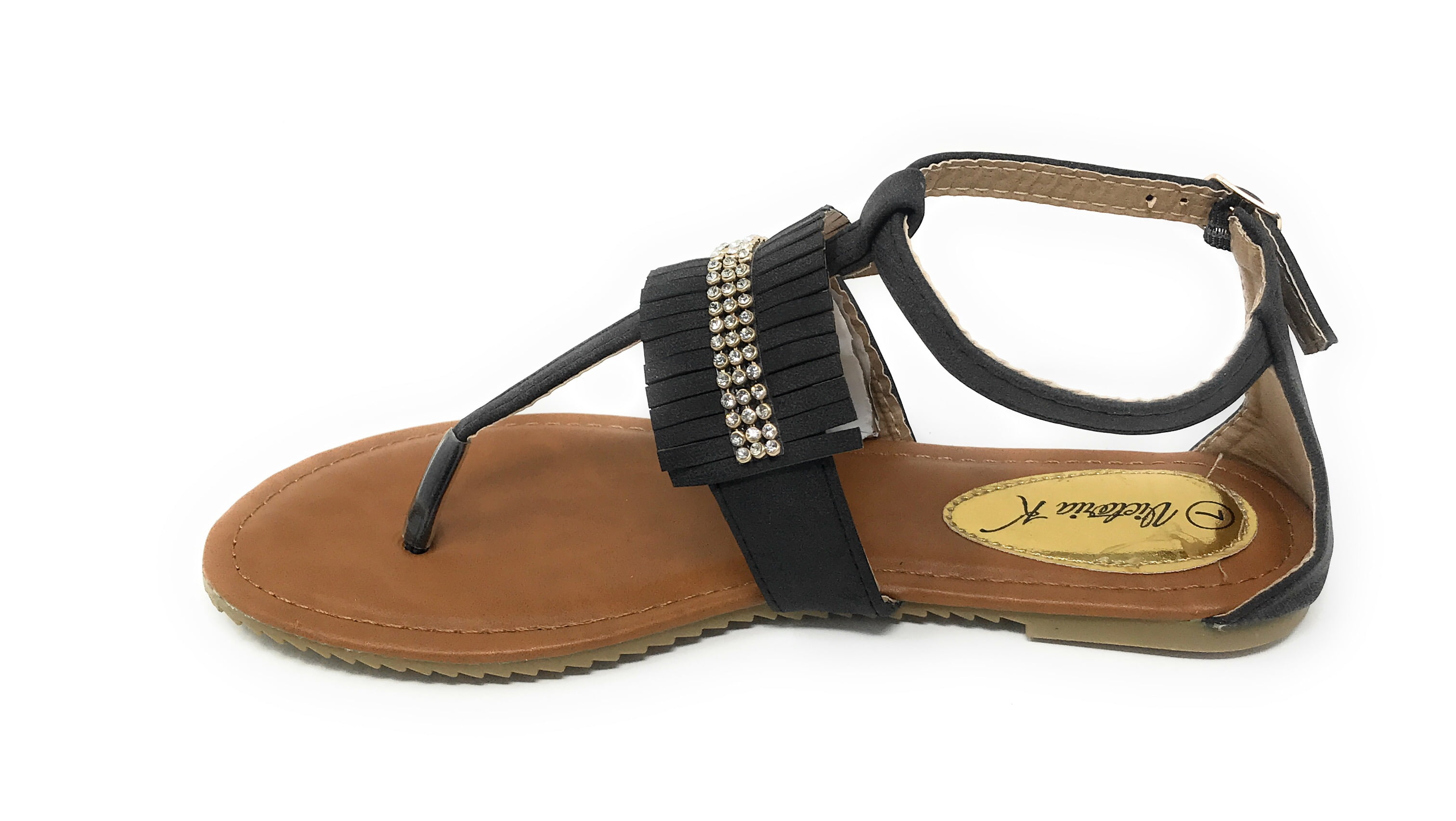 Victoria K Women's Fringed and Rhinestone Sandals