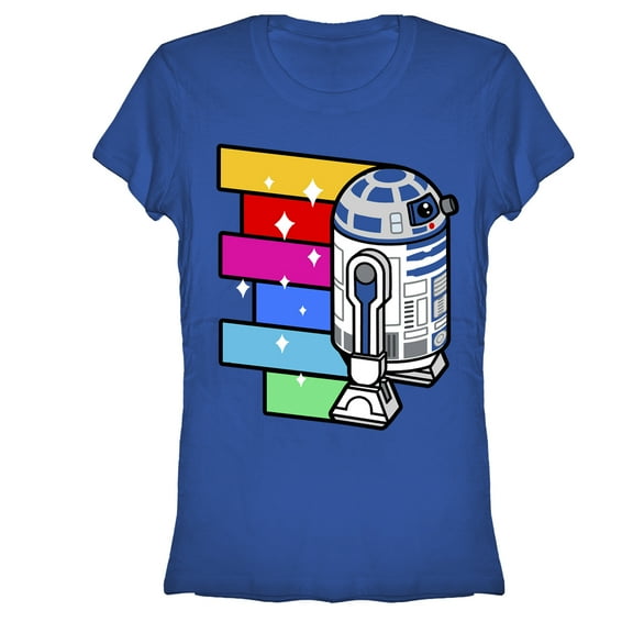 Junior's Star Wars R2-D2 Rainbow Roll  Graphic Tee Royal Small
