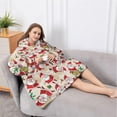 thumbnail image 5 of Oversized Wearable Blanket Hoodie,Beige Christmas Santa and Gift Pattern Sherpa Blanket Hoodie with Super Pockets,Super Warm Fuzzy Pullover for Women & Men, 5 of 6