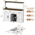 thumbnail image 6 of HAUXITIO Storage Cabinet Buffet with Drawers and Charging Station,Coffee Bar Cabinet Sideboard with Barn Doors,Wine Rack and Hooks,White1, 6 of 7