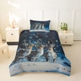 thumbnail image 2 of Castle Fairy Wildlife Deer Twin Duvet Cover,Winter Dark Woodland Twin Bedding,Blue White Brown,Black Reversible,2pcs,No Comforter,1 Duvet Cover and 1 Pillowcase, 2 of 5