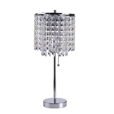 20.25u0022 Deco Glam Clear Crystal Table Lamp, Silver