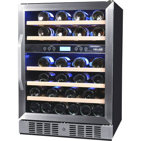 NewAir AWR-460DB 46-Bottle Dual-Zone Built-In Compressor Wine Refrigerator, Stainless Steel and (Best 12 Bottle Wine Cooler)