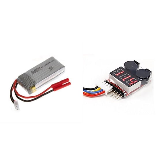 HobbyFlip 7.4v 1000mah LiPo Battery Power Pack w/Low Voltage Cell Checker (2S~8S) Alarm Compatible with RC Drone