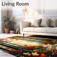 thumbnail image 2 of ODIKA 8'x10' Machine Washable Non-Slip Area Rug, Vintage Leaves with Autumn Forest Scenery and Tree Motifs High Traffic Rug, Brown, 67252, 2 of 7