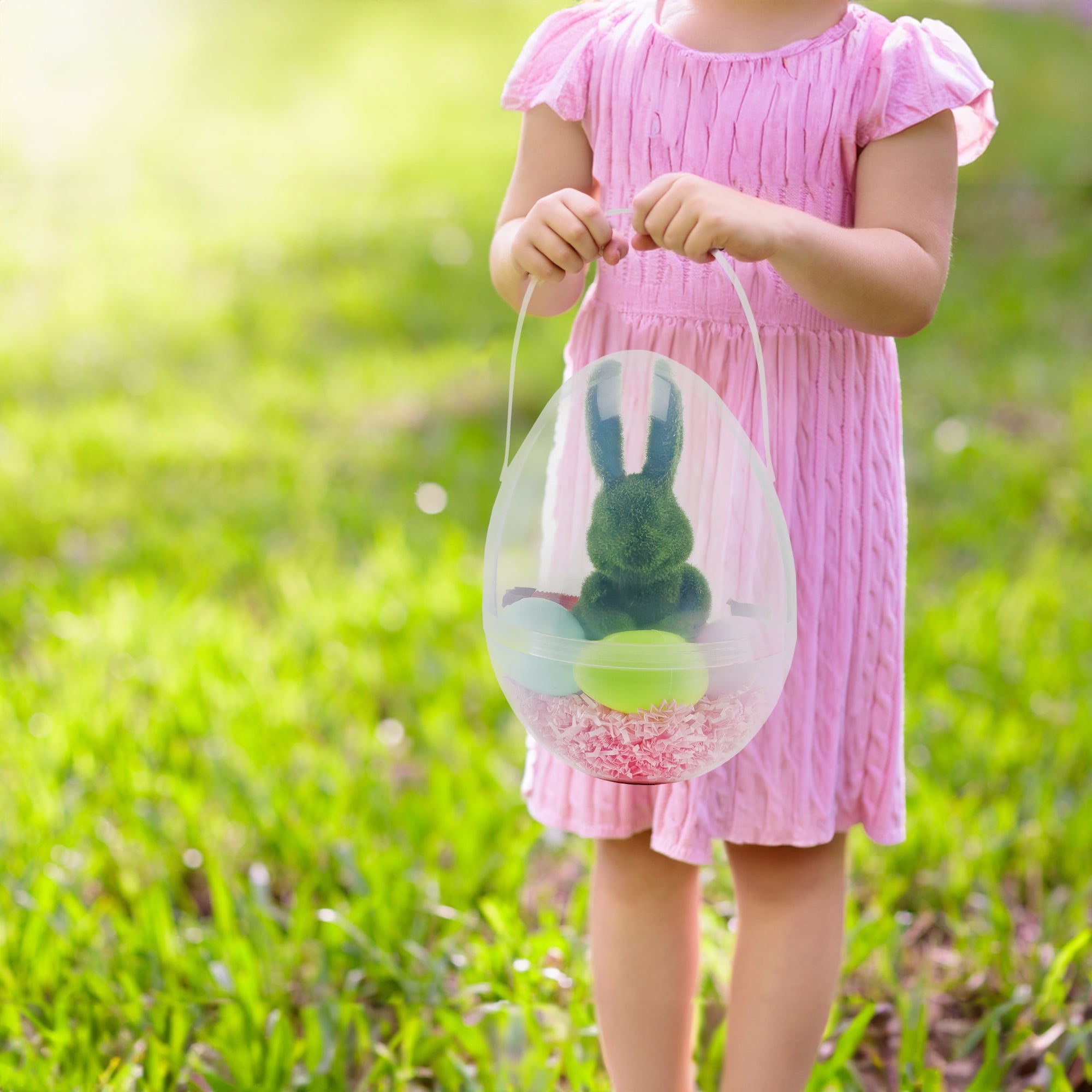 Cornucopia Brands Jumbo Plastic Easter Eggs (4-Pack, 10-Inch); Giant Clear Egg-Shaped Buckets w/ Handles