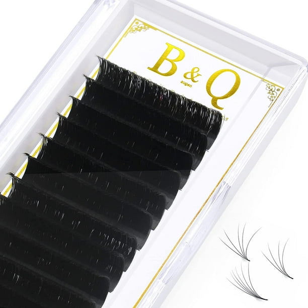 B&Qaugen Easy Fan Lashes D-0.07-9 mm Extensiones de pestañas con volumen 9-25 mm B&Qaugen Easy Fan Volume Lashes Pestañas de floración rápida Extensiones de pestañas que fluyen automáticamente (D-0.07