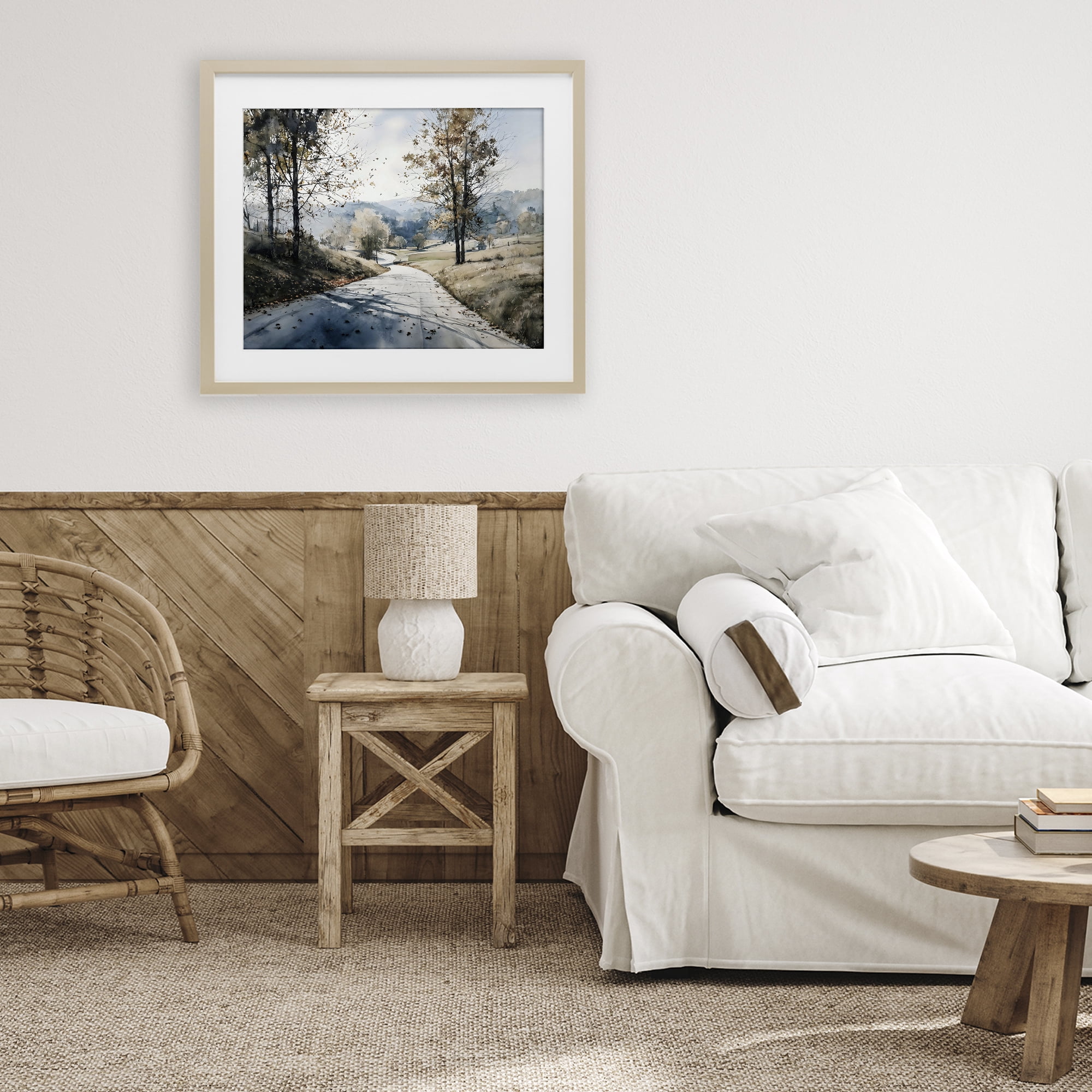 Stupell Industries Country Road in Autumn Birch Framed Print Under Glass, design by Franklyn Gregory