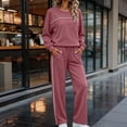 thumbnail image 2 of YUGYXL Women's 2 Piece Outfit Solid Color Lightweight Long Sleeve Tee Top and Wide Leg Pants Sets Casual Sweatsuit Tracksuit, 2 of 8