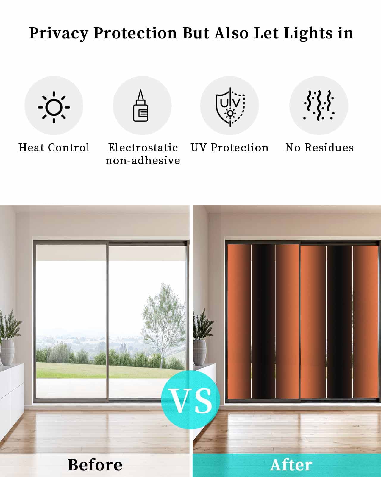 Window Privacy Film,Orangered Black Ombre UV Sun Blocking Window Tint Film Heat Control One Way Blackout Window Film,Modern Abstract Gradient Color Art Non Adhesive Static Cling Sticker 29.5x78.7 In