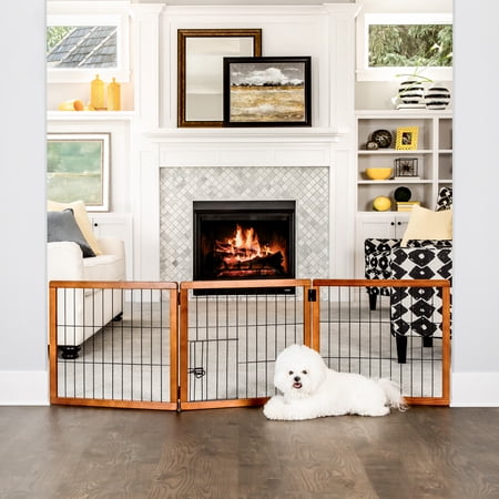 Carlson Pet Products Design Paw 3 Panel Premium Wooden Pet Gate, Brown, 62" L x 20" H