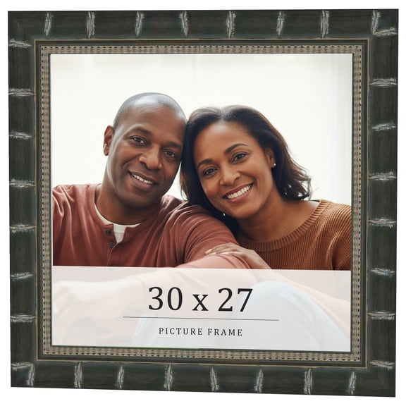 30x27 Frame Black Bamboo Solid Wood Picture Frame Width 1.5 Inches | Interior Frame Depth 0.5