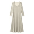 thumbnail image 5 of Women Fall Winter Velvet Round Neck Maxi Dress Long Sleeve Loose Solid Chic Elegant Casual Everyday White XL(XL), 5 of 5