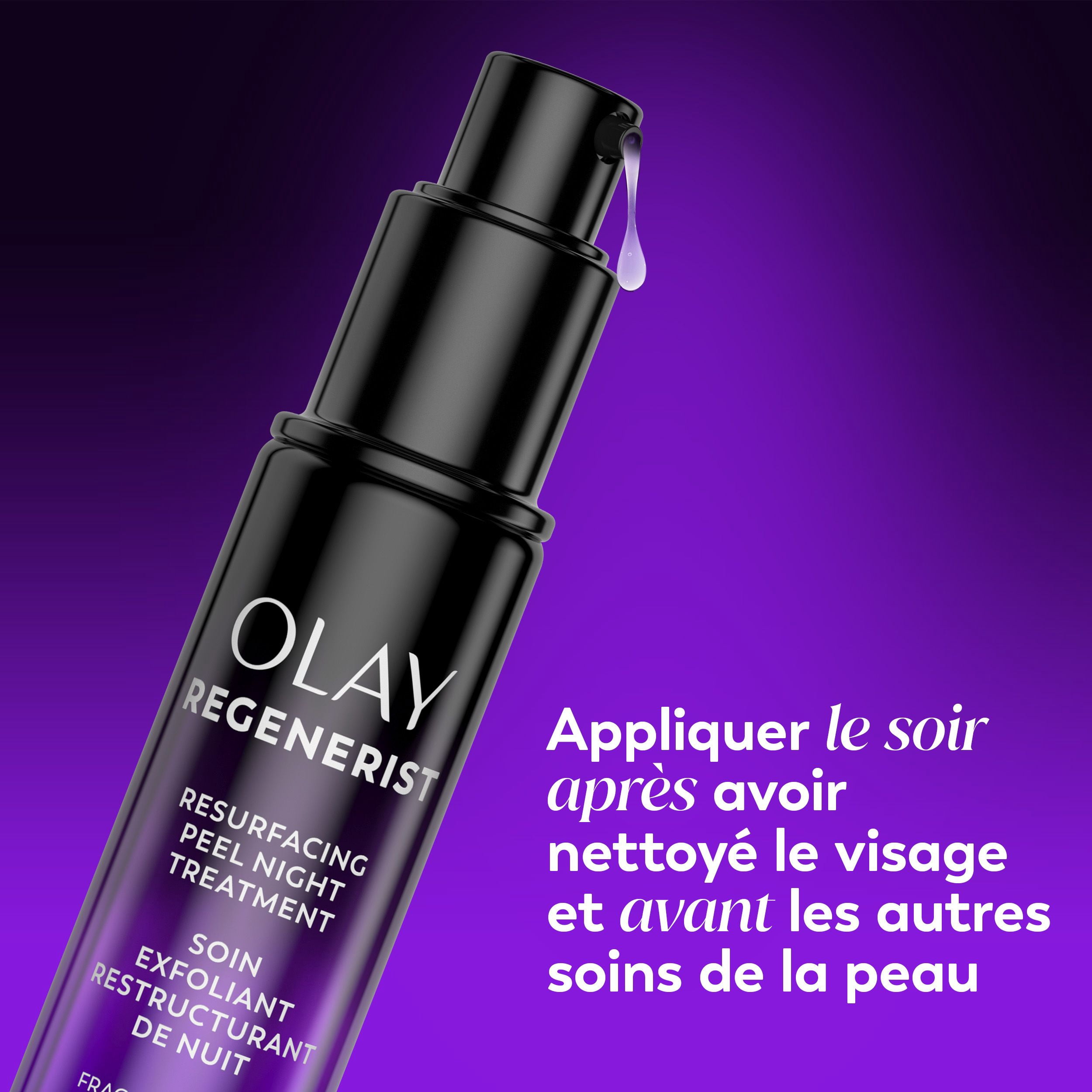 Olay Regenerist Glycolic Acid Night Peel, Exfoliating & Renewal Treatment , AHA, Resurfacing, Smooth Texture, Brighten Skin Tone, Reduce Fine Lines, Lightweight Night Serum for Radiant