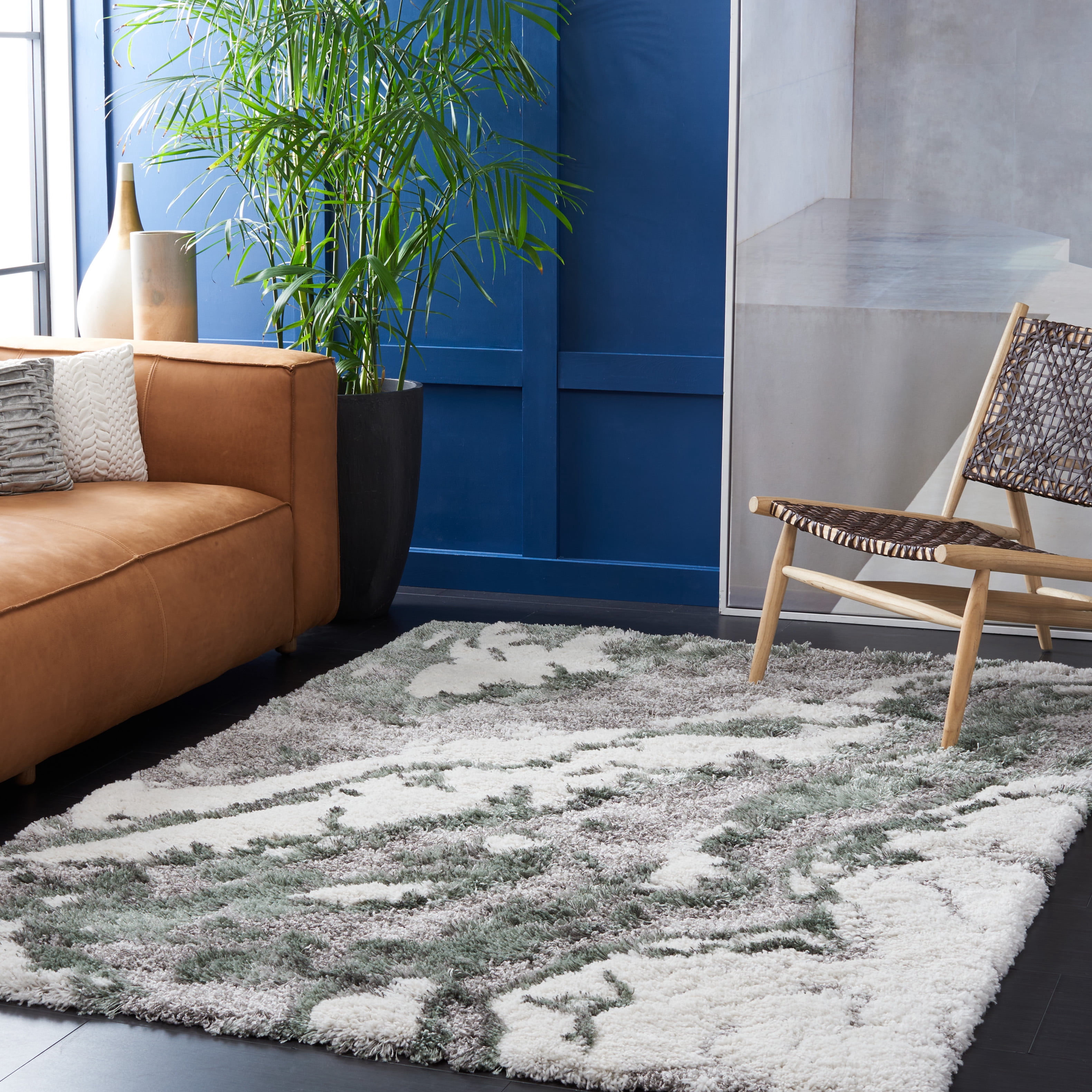 SAFAVIEH Horizon Konstantinos Abstract Shag Area Rug, Grey/Green, 6' x 9'