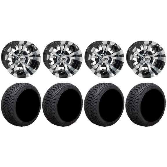 GTW Vampire 14" Golf Cart Wheels Black 205x30 Cruze Tires Yamaha