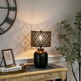 thumbnail image 2 of Northlight Round Iron Table Lamp with Laser-Cut Floral Shade - 19" - Black and Copper, 2 of 6