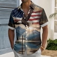 thumbnail image 5 of Yopmin Patriotic Button Down Shirts for Men Flag Eagle Casual Lapel Short Sleeve Button Up Shirts for Travel, 5 of 7