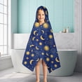 thumbnail image 6 of Blue Gold Sun Moon Star Zodiac Pattern Hooded Bath Towel，50"x30" for Ages 3 To 12 Kids, Quick Dry Lightweight Soft Microfiber Hood Beach Towel Cover Up for Kids, 6 of 7