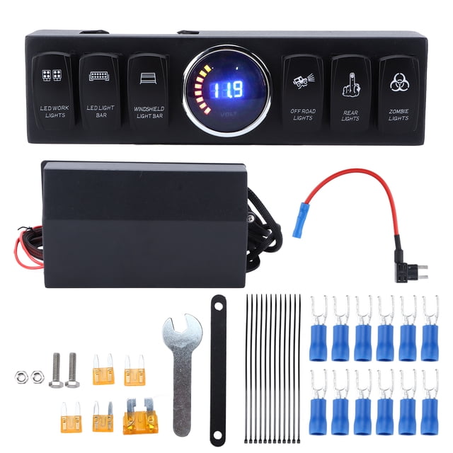 Panneau de Commutation, 6 Gang Rocker Toggle Rocker Toggle Switch Panneau Relais à Fusible Boîte Élégante et Moderne