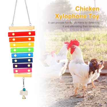 Parrot Wood Chew Wooden Xylophone Toy For Parrots - Hanging Foraging/Bird Cage Decor With Sound (9.4" Long) Chicken Peck Toy