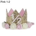 thumbnail image 4 of Opvise Baby Girl Crown Letter Shiny Sequins Flower Headwear Birthday Festival Headband, 4 of 8