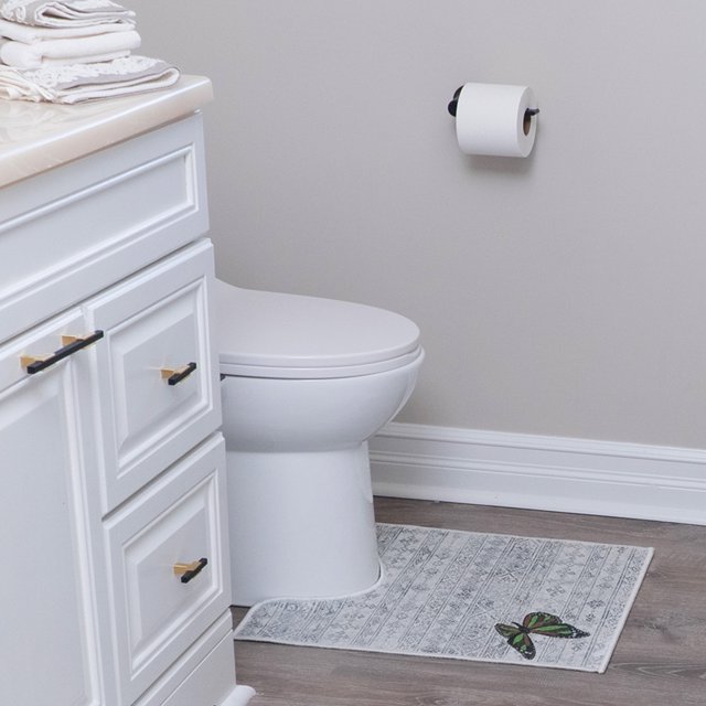 Sussexhome Toilet Mat - Machine Washable & Absorbent Bath Rugs for Bathroom Floor - Plush, Non Slip Bath Rug - Polyester & Cotton Bathroom Rugs with Printed Pattern Design - 20”x24" Bathroom Mats