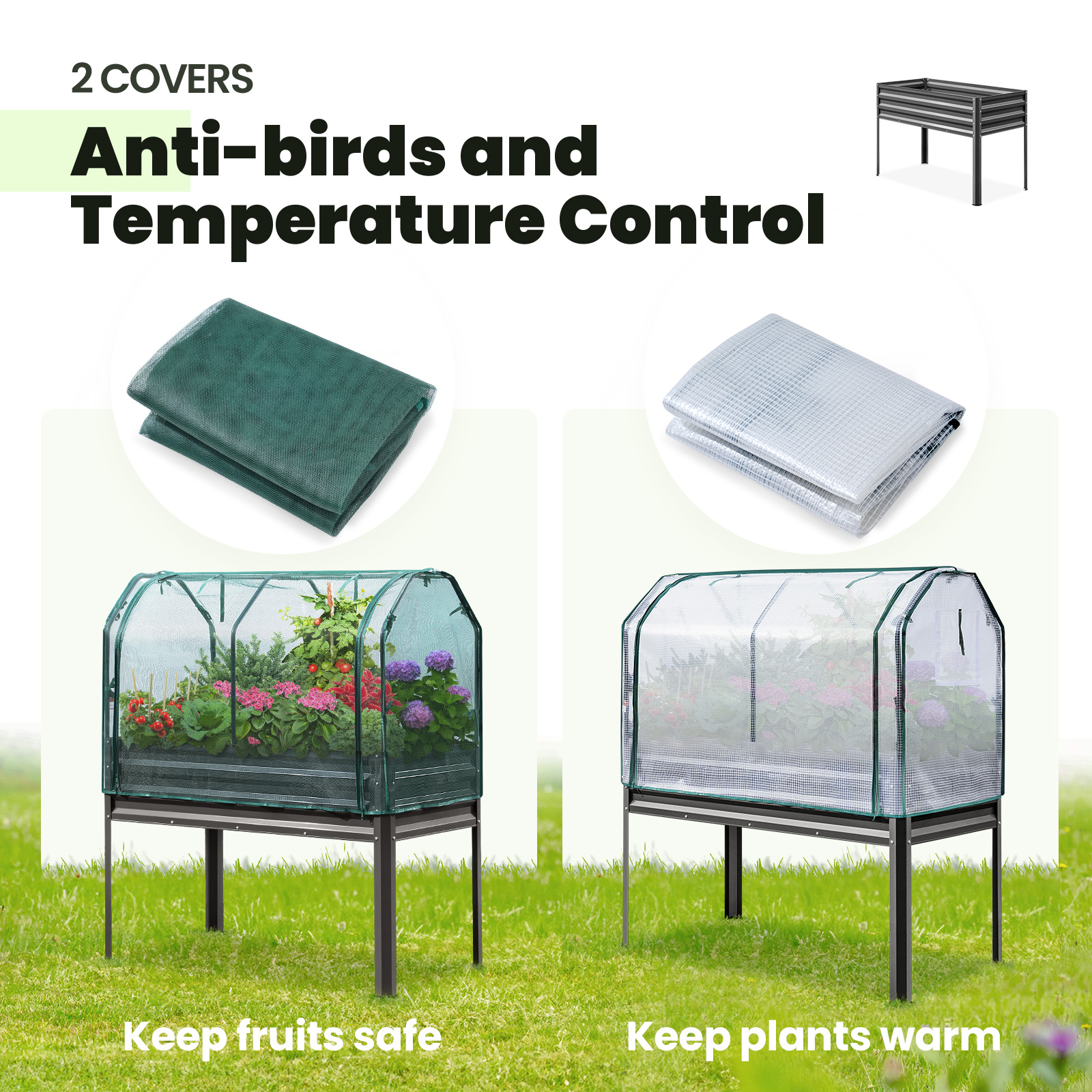King Bird 47x24x56 Raised Garden Bed with Greenhouse Cover photo 7