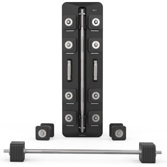 DHT Dynamic Health Tech D600 Adjustable Wall Mount 1.2-22 lb Dumbbell & 6-54 lb Barbell Set