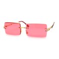 thumbnail image 3 of Luxe 90s Full Rimless Bevelled Oceanic Lens Square Sunglasses Gold Red, 3 of 4