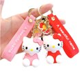 thumbnail image 2 of Llavero personalizado de Hello Kitty con dibujos animados 3D, con correa para la muñeca, accesorios para coche, bolsa, adorno, muñeca, Llaveros dorados de PVC, regalo, 2 of 4