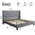 thumbnail image 3 of VanAcc King Size Upholstered Platform Bed Frame, Wingback Bed with 50.8" Headboard, Corduroy, 3 of 7