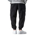 thumbnail image 4 of SAYOO Men Casual Jogger Pants Solid Color Drawstring Workout Cargo Trousers Sweatpants with Side Pockets for Outdoor Workout, 4 of 7