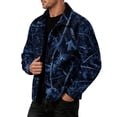 thumbnail image 5 of GrmtClth Mens Leaf Camo Lightweight Lapel Jacket Long Sleeve Snap Placket Relaxed Fit Daily City Walking Outerwear Blue L, 5 of 8