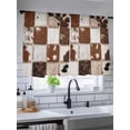 thumbnail image 5 of Sheer Curtains 45 Inch Length, Brown Beige Semi Sheer Curtains Light Filtering Window Treatment, Vintage Art Plaid Farmhouse Checkered Privacy Voile Drapes for Living Room Bedroom 52x45 Inch, 5 of 7