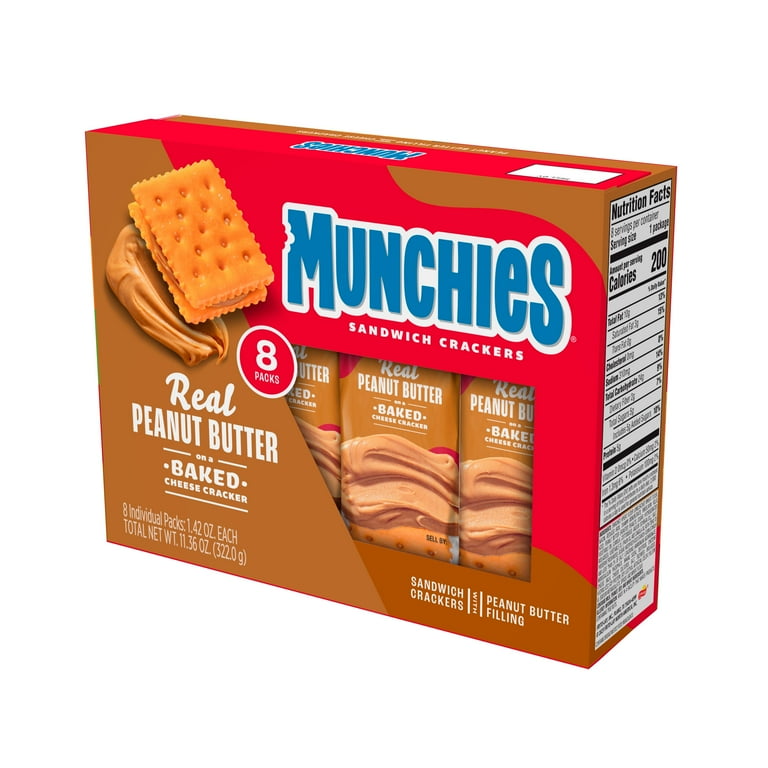 Munchies Peanut Butter Sandwich Crackers, 1.42 oz, 8 Count, Snack