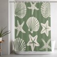 thumbnail image 5 of Sage Green Coastal Shower Curtain for Bathroom, Starfish Shell Ocean Nautical Waterproof Cloth Fabric Bathroom Accessories Set with 9 Rust Proof Plastic Hooks, 36"x72", 5 of 9