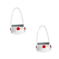 YardVibe Hummingbird Feeder for Outdoors - 2 Pack Durable Mason Jar Glass Humming Bird Feeder with 4 Perforated Flower Nozzles, Wide Top Opening for Easy Filling & Cleaning