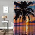 thumbnail image 2 of Orinice  Shower Curtain Set Sunset Palms Sunrise Seashore Coconut Summer Beach Sand Holiday Ocean with Non-Slip Rugs Toilet Lid Cover and Bath Mat Bathroom Decor Set  69x72, 2 of 7