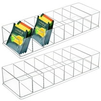2PCS Tea Bag Organizers, 8-Slot Clear Tea Bag Holders, Drink Packet Holder, Pantry Storage Divider Container, Beverage Bag Storage Bin, Clear Plastic Drink Package Organizer for Kitchen Office