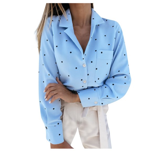 Vedolay Womens Clothes Tunic Tops T-Shirt Casual Blouse with Buttons Blue,S