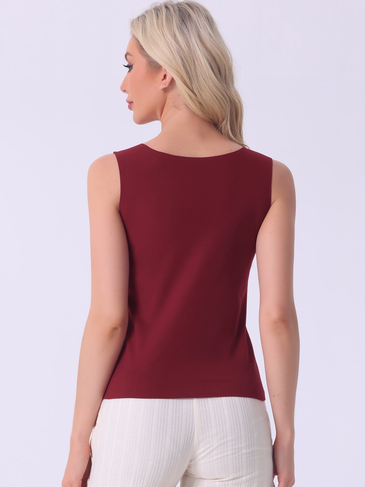 DARING DIVA Women's Tank Top Plush Sleeveless Warm Thick Layer Camisole M Wine Red