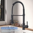 thumbnail image 3 of LED Negro cepillado Palanca única Grifo de cocina 360° Gire Arco alto Mezclador de agua caliente y fría Grifos comerciales Mezclador de fregadero de para uso doméstico con rociador extraíble, 3 of 7