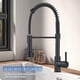 thumbnail image 3 of LED Negro cepillado Palanca única Grifo de cocina 360° Gire Arco alto Mezclador de agua caliente y fría Grifos comerciales Mezclador de fregadero de para uso doméstico con rociador extraíble, 3 of 7